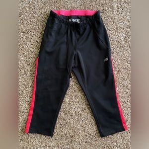 New Balance Running Capri Leggings Black Red Lightning Dry women XS pocket gym